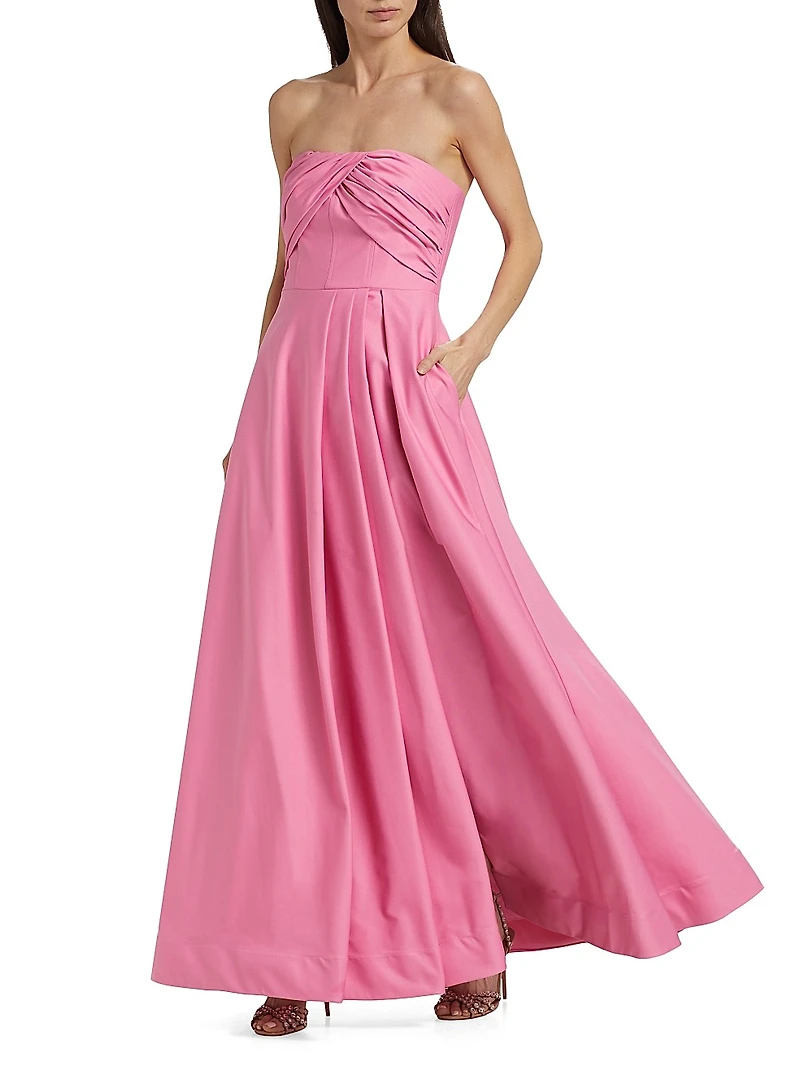 Alma Faille Sateen Strapless Corset Gown