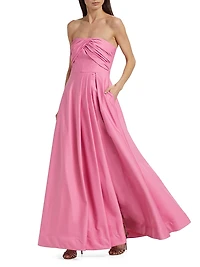 Alma Faille Sateen Strapless Corset Gown