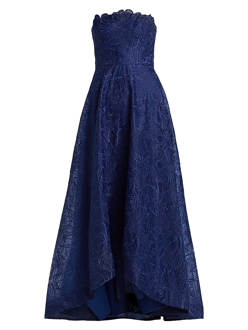 Joie Embroidered Organza Strapless A-Line Gown