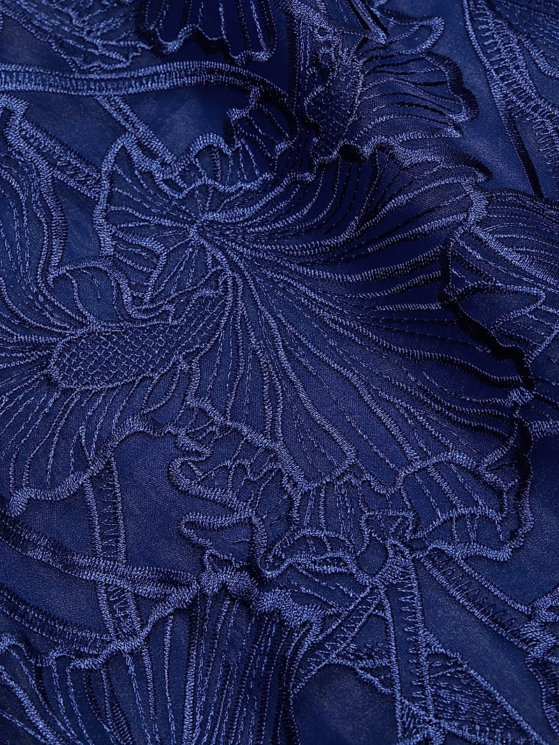Joie Embroidered Organza Strapless A-Line Gown