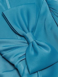 Ceil Satin Strapless Bow-Waist Tulip-Hem Gown