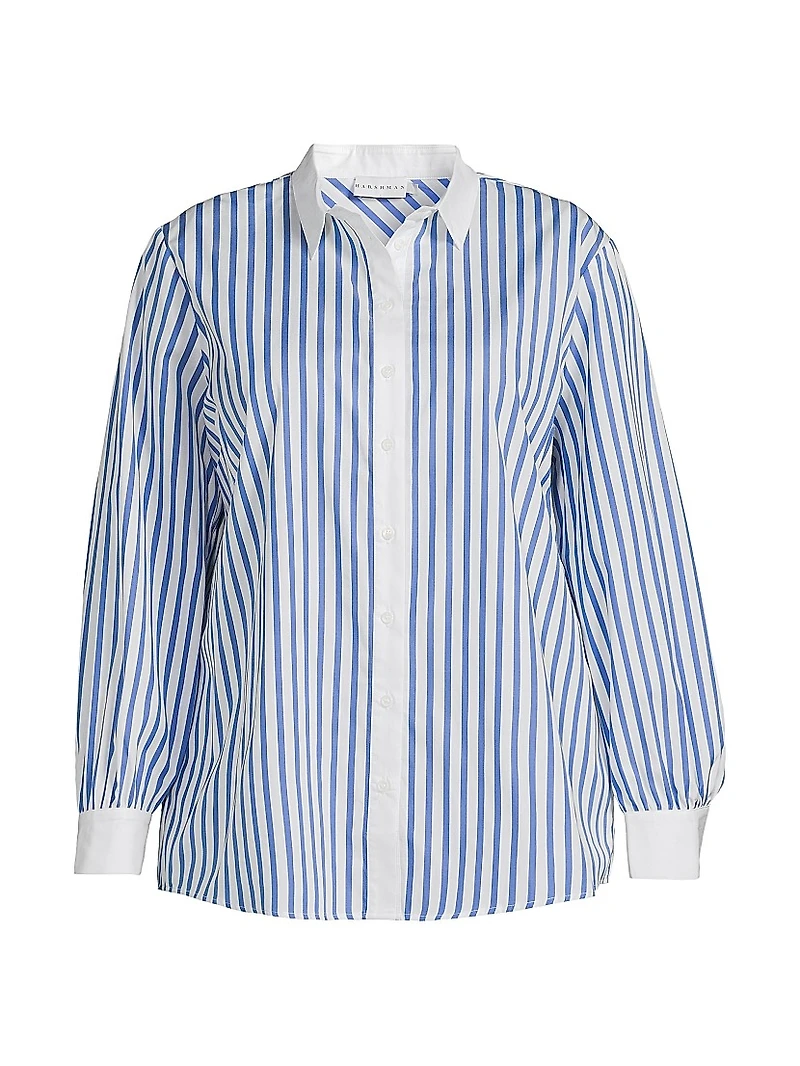 Plus Franklin Striped Cotton Button-Front Shirt