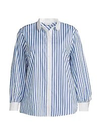 Plus Franklin Striped Cotton Button-Front Shirt