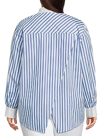 Plus Franklin Striped Cotton Button-Front Shirt
