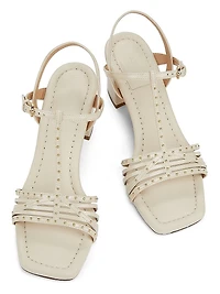 Nina Mid Heel 70MM Studded Leather Sandals