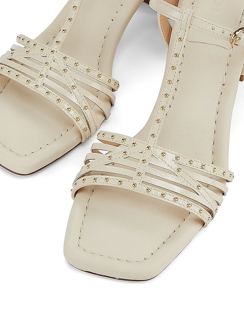 Nina Mid Heel 70MM Studded Leather Sandals