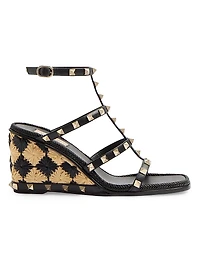 Rockstud 80MM Wedge Sandals Calfskin