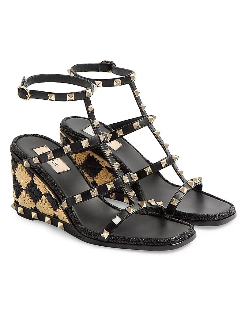 Rockstud 80MM Wedge Sandals Calfskin