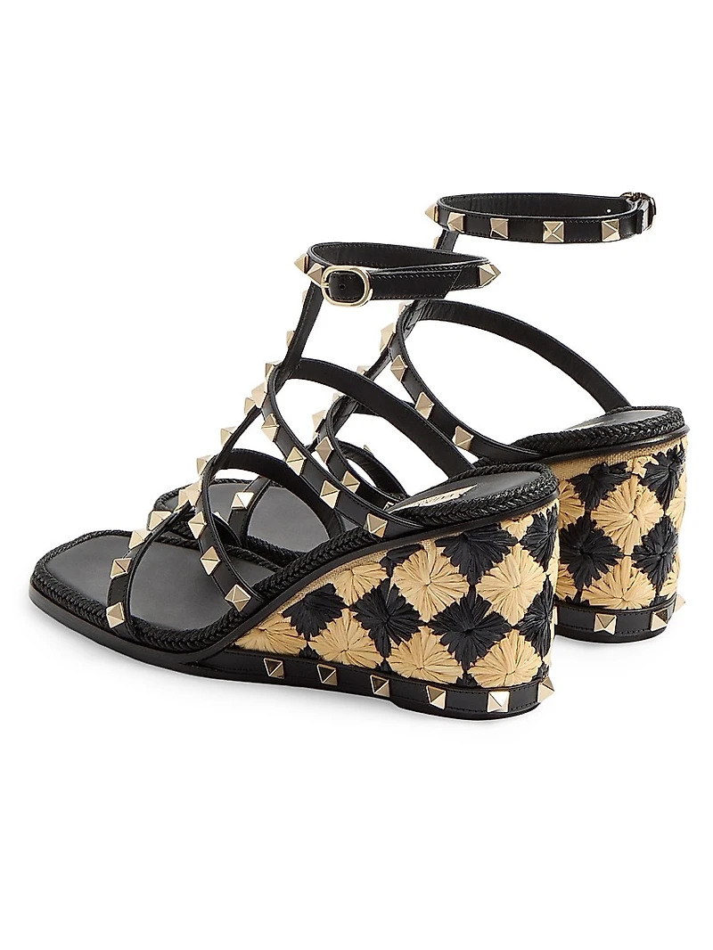 Rockstud 80MM Wedge Sandals Calfskin