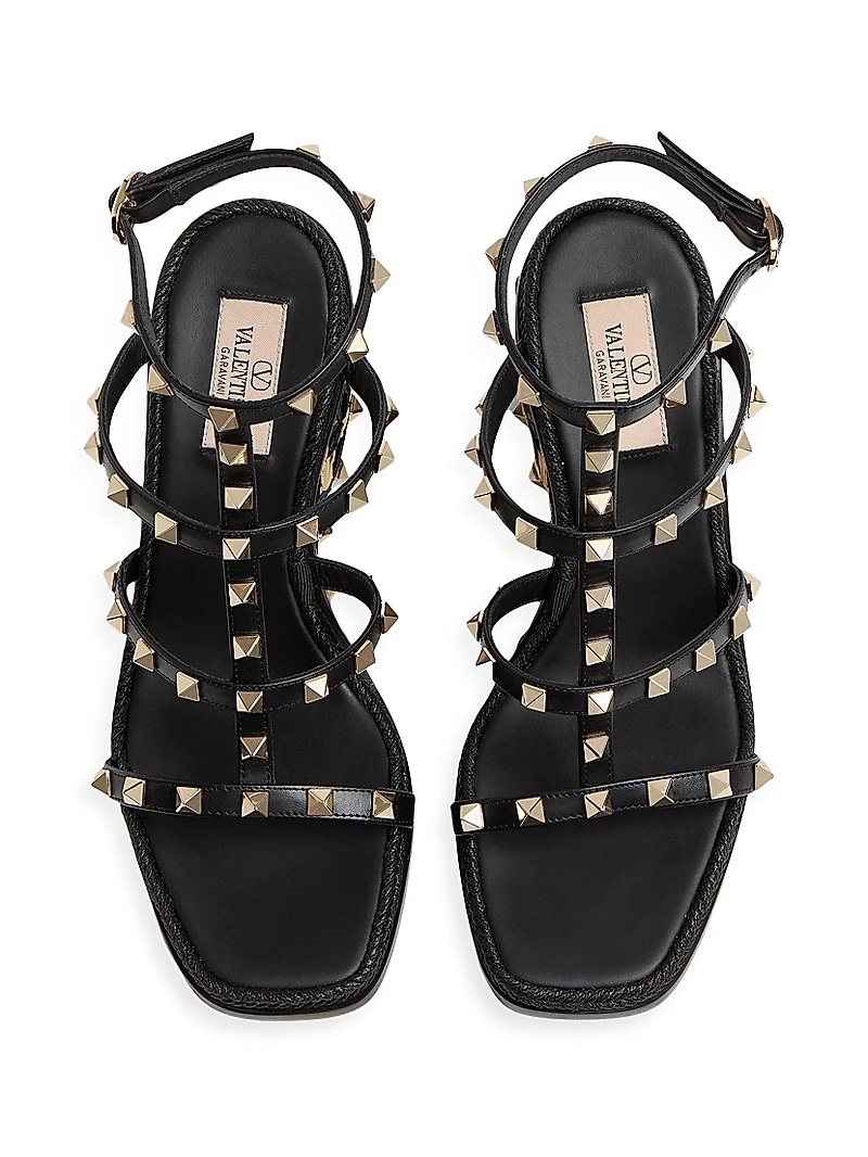 Rockstud 80MM Wedge Sandals Calfskin