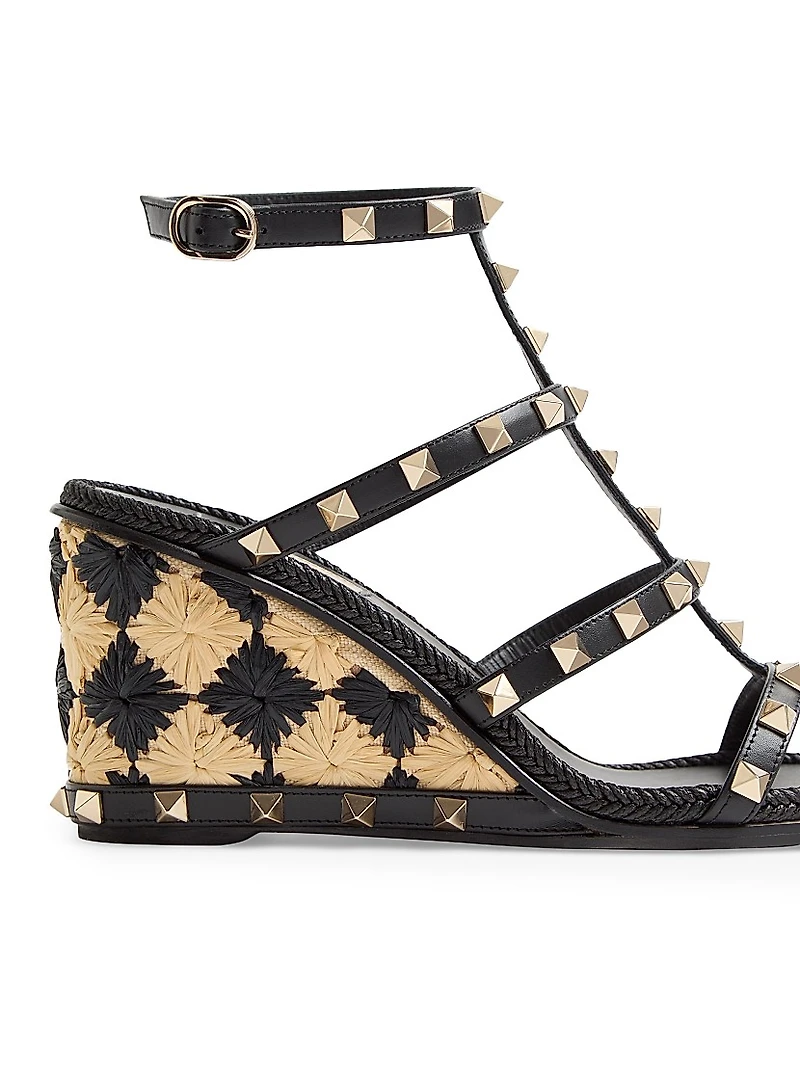 Rockstud 80MM Wedge Sandals Calfskin