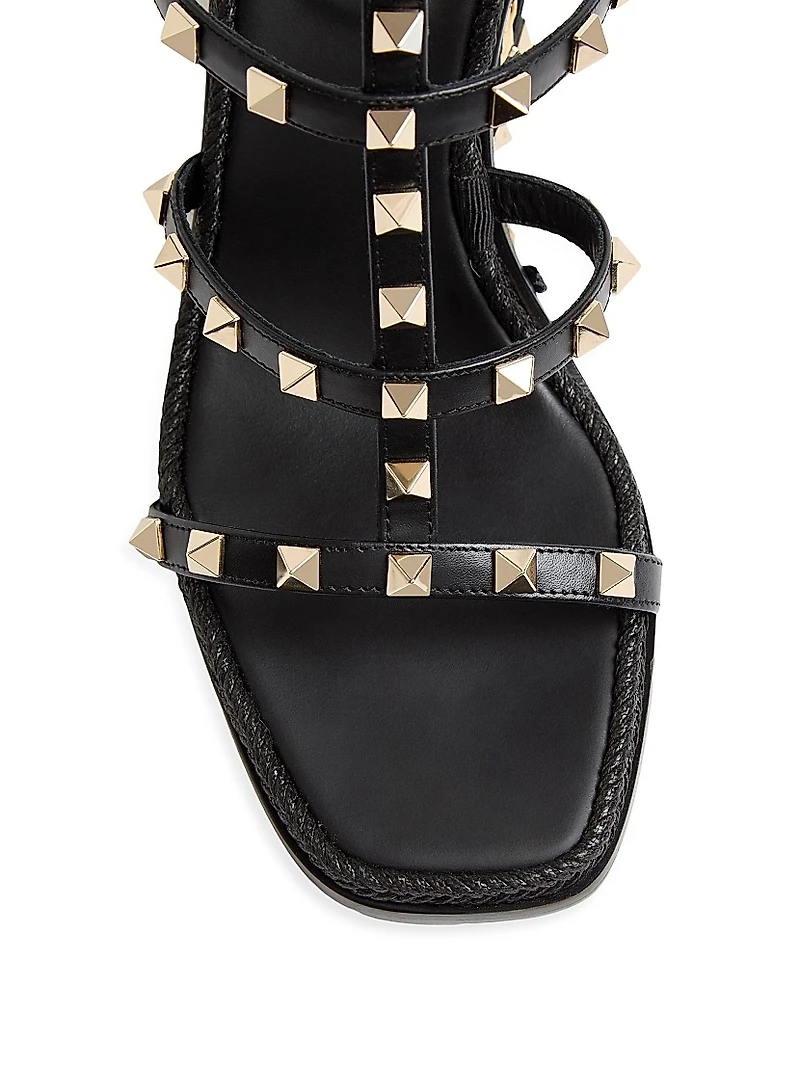 Rockstud 80MM Wedge Sandals Calfskin