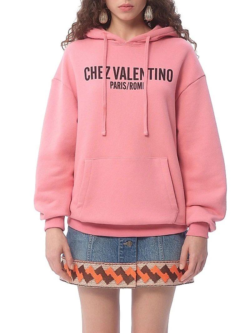 Sweatshirt in Jersey Cotton Sweatshirt with Chez Valentino Print