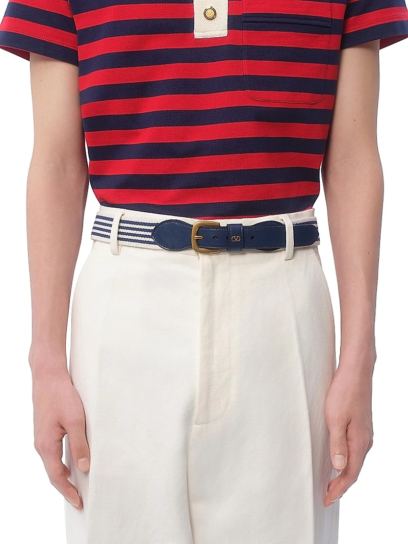 VLogo Signature Belt Ribbon and Calfskin 35MM