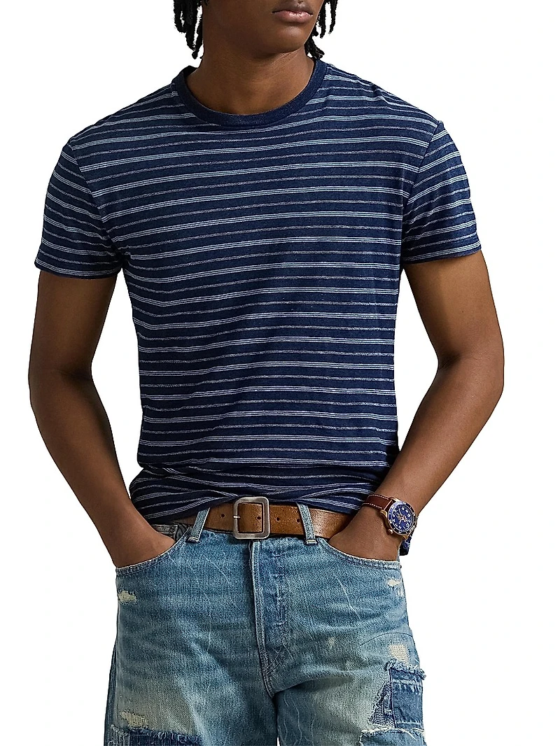 Striped Cotton & Linen T-Shirt