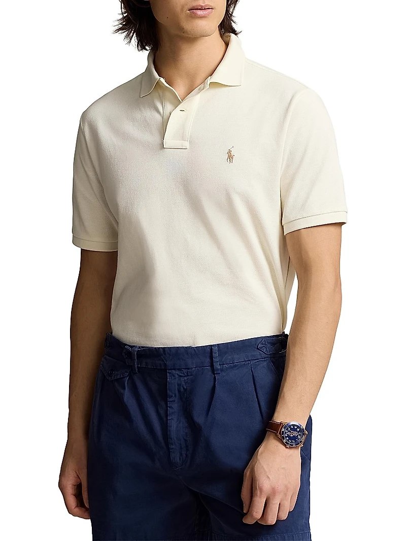 Logo Cotton Mesh Polo Shirt