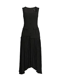 Vianey Metallic-Knit Sleeveless Combo Midi-Dress