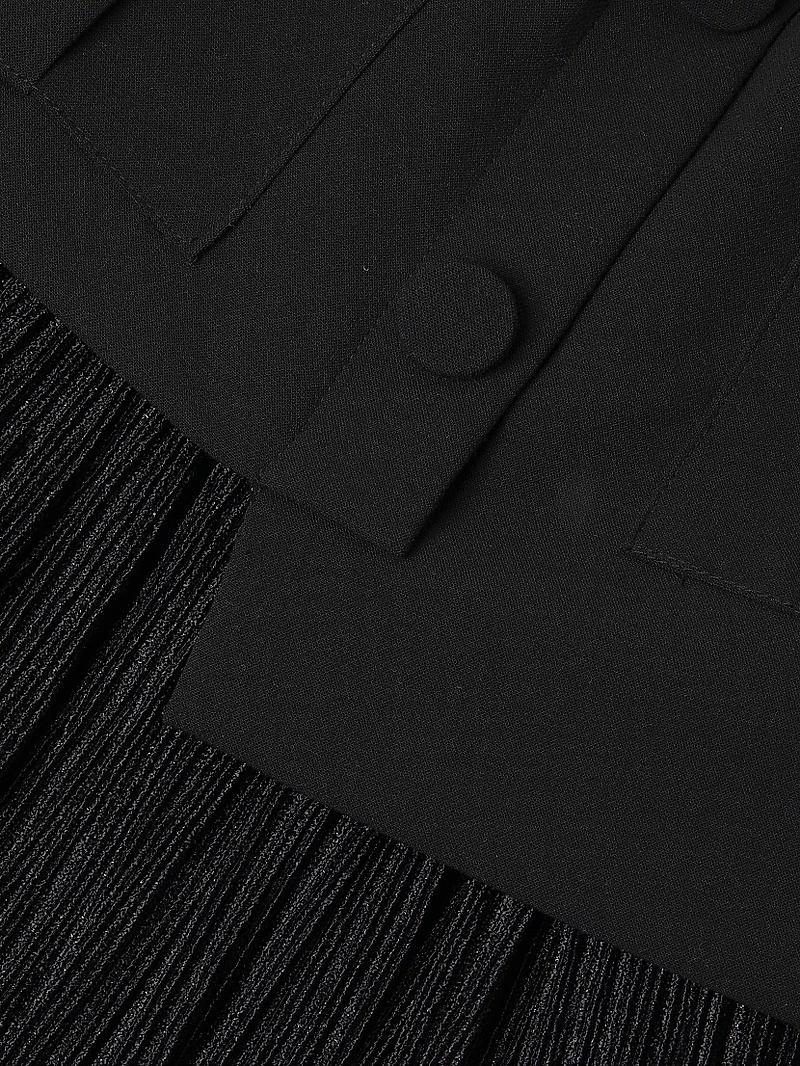 Vianey Metallic-Knit Sleeveless Combo Midi-Dress