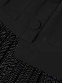 Vianey Metallic-Knit Sleeveless Combo Midi-Dress