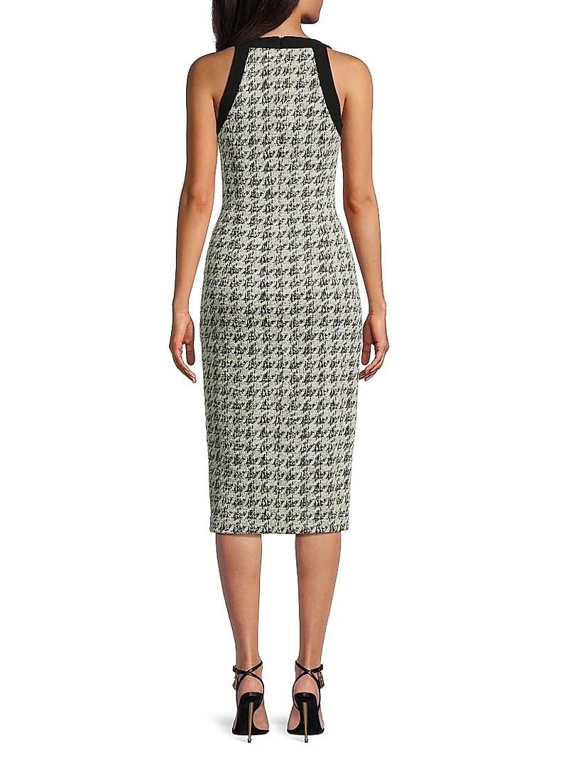 Aura Herringbone Knit Bouclé Sleeveless Midi-Dress