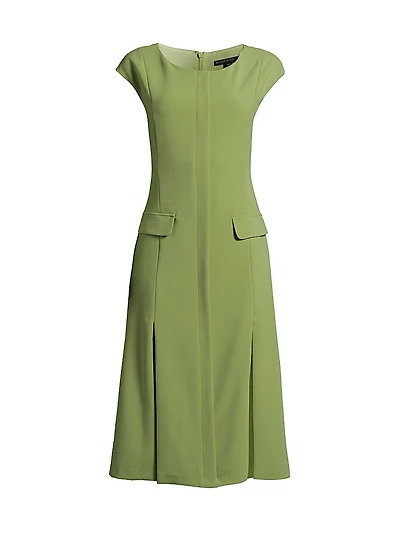 Lali Flap Pocket Stretch Crepe Midi-Dress