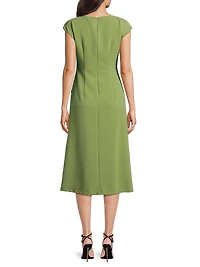 Lali Flap Pocket Stretch Crepe Midi-Dress