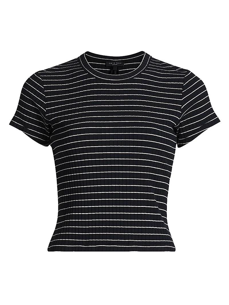 Luca Striped Cotton Crop T-Shirt