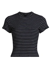 Luca Striped Cotton Crop T-Shirt