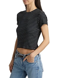 Luca Striped Cotton Crop T-Shirt