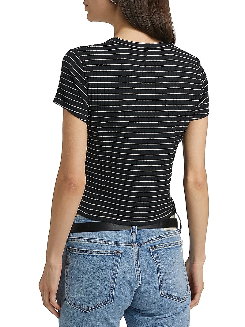Luca Striped Cotton Crop T-Shirt