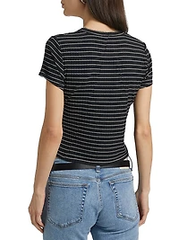 Luca Striped Cotton Crop T-Shirt