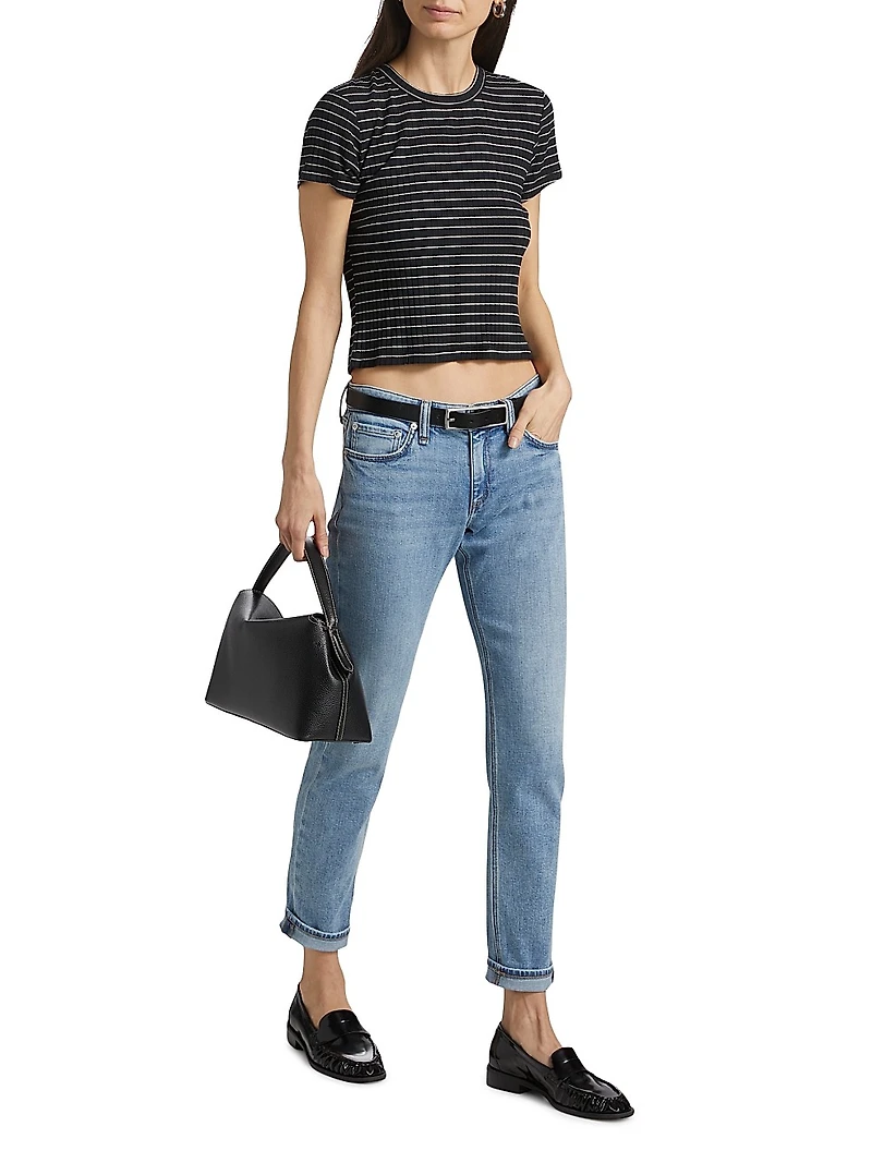 Luca Striped Cotton Crop T-Shirt