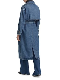 Alora Denim Tie-Waist Trench Coat