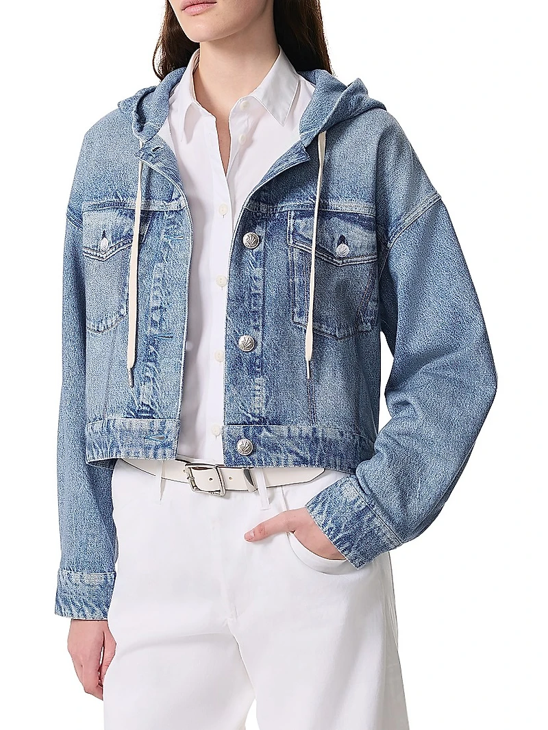 Miramar Trucker Denim-Print Hoodie