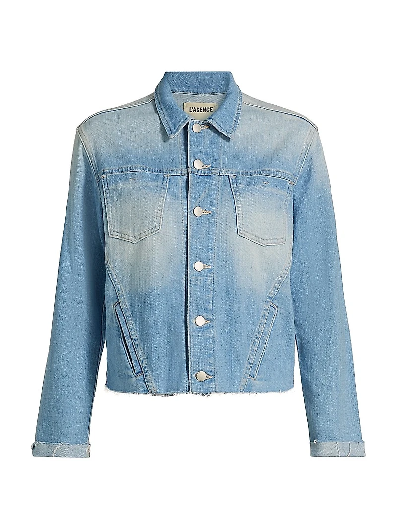 Janelle Slim-Fit Raw-Edge Denim Jacket