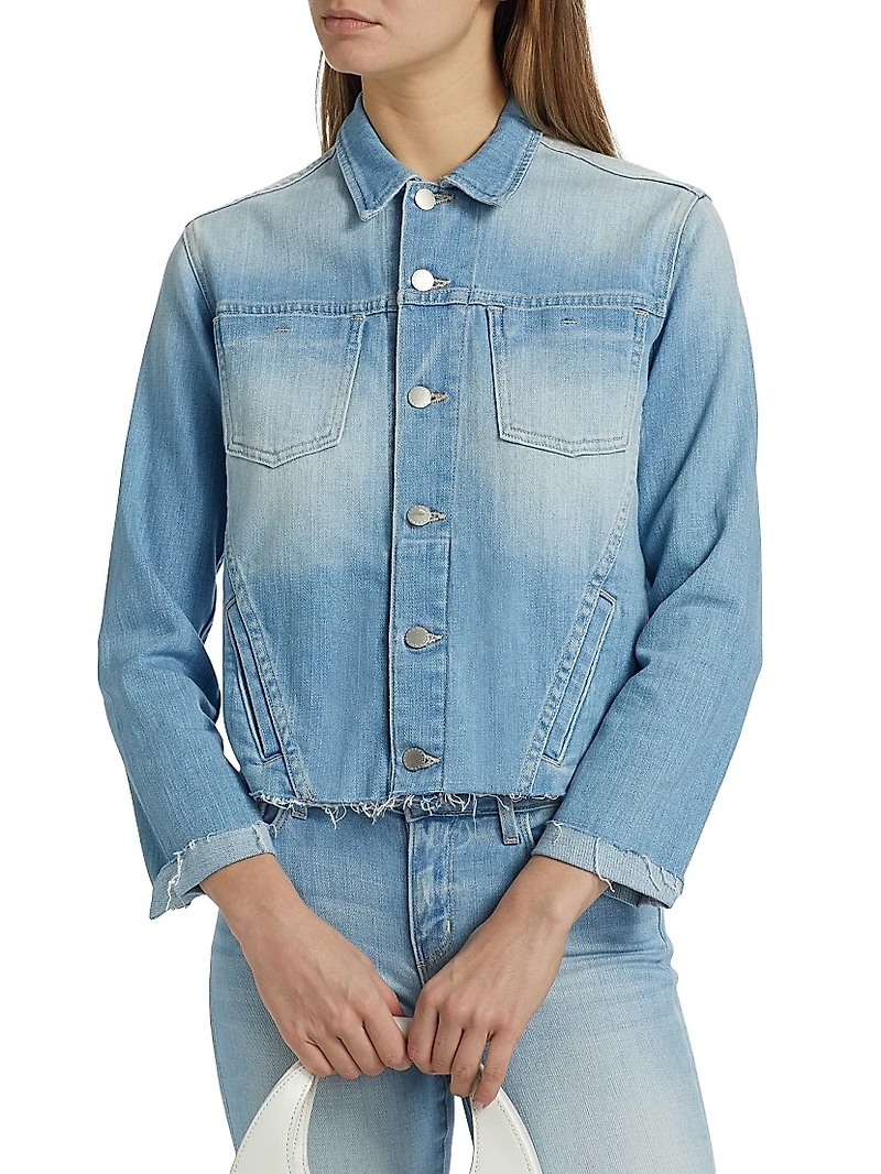 Janelle Slim-Fit Raw-Edge Denim Jacket