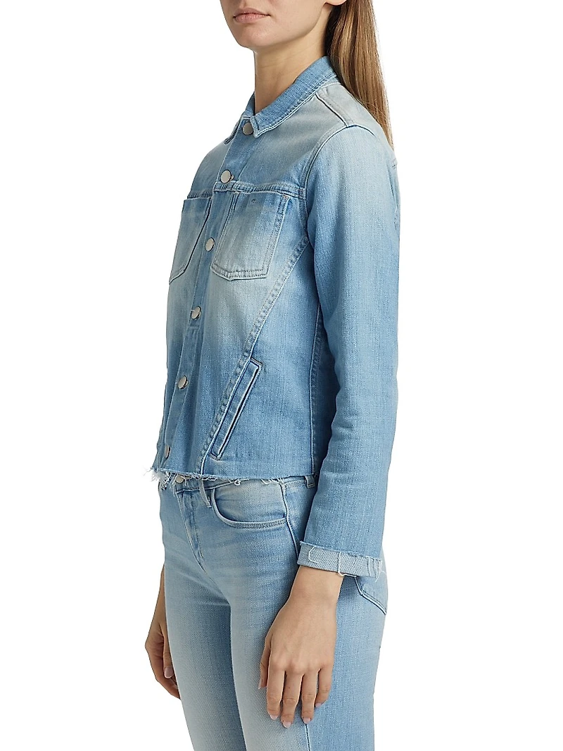 Janelle Slim-Fit Raw-Edge Denim Jacket