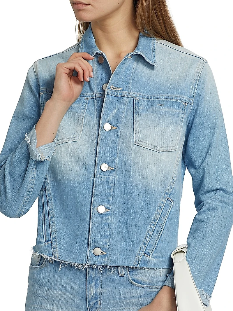 Janelle Slim-Fit Raw-Edge Denim Jacket