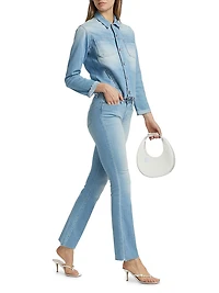 Janelle Slim-Fit Raw-Edge Denim Jacket