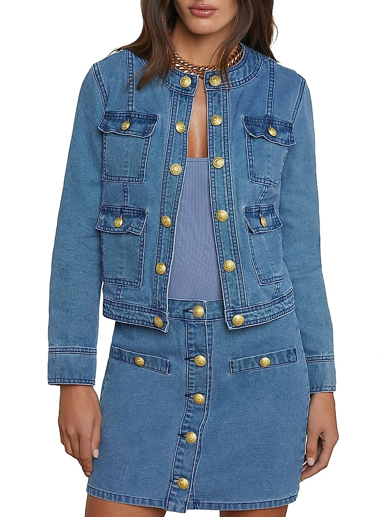 Yari Collarless Denim Jacket