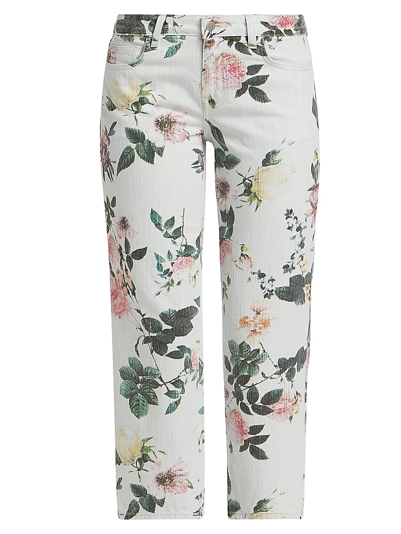 Blaine Floral Low-Rise Crop Jeans