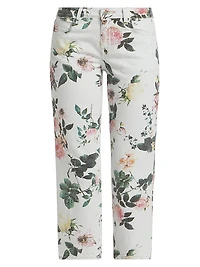 Blaine Floral Low-Rise Crop Jeans