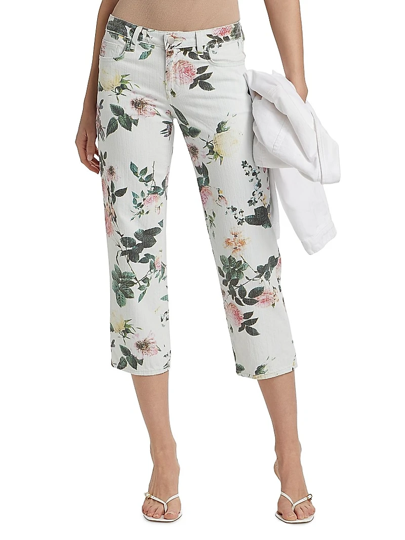 Blaine Floral Low-Rise Crop Jeans