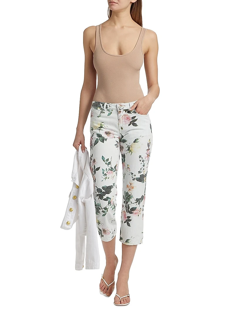 Blaine Floral Low-Rise Crop Jeans