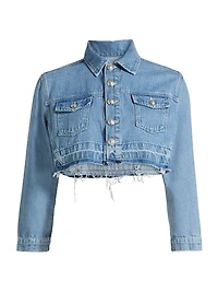 Genevie Raw-Edge Denim Crop Jacket