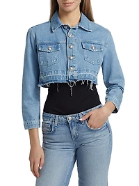Genevie Raw-Edge Denim Crop Jacket
