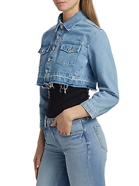 Genevie Raw-Edge Denim Crop Jacket