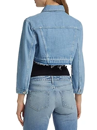 Genevie Raw-Edge Denim Crop Jacket