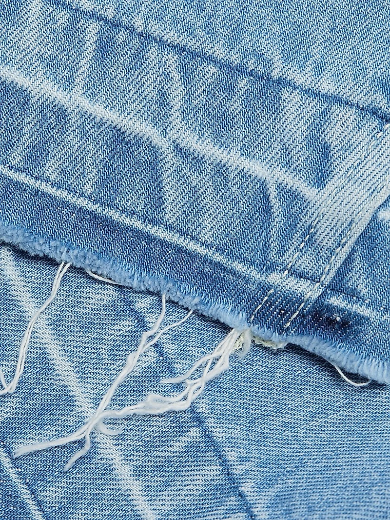 Genevie Raw-Edge Denim Crop Jacket