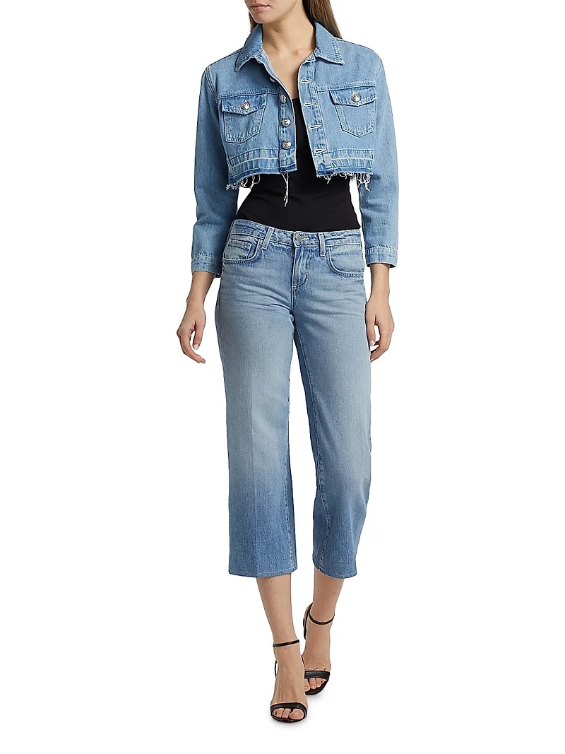 Genevie Raw-Edge Denim Crop Jacket